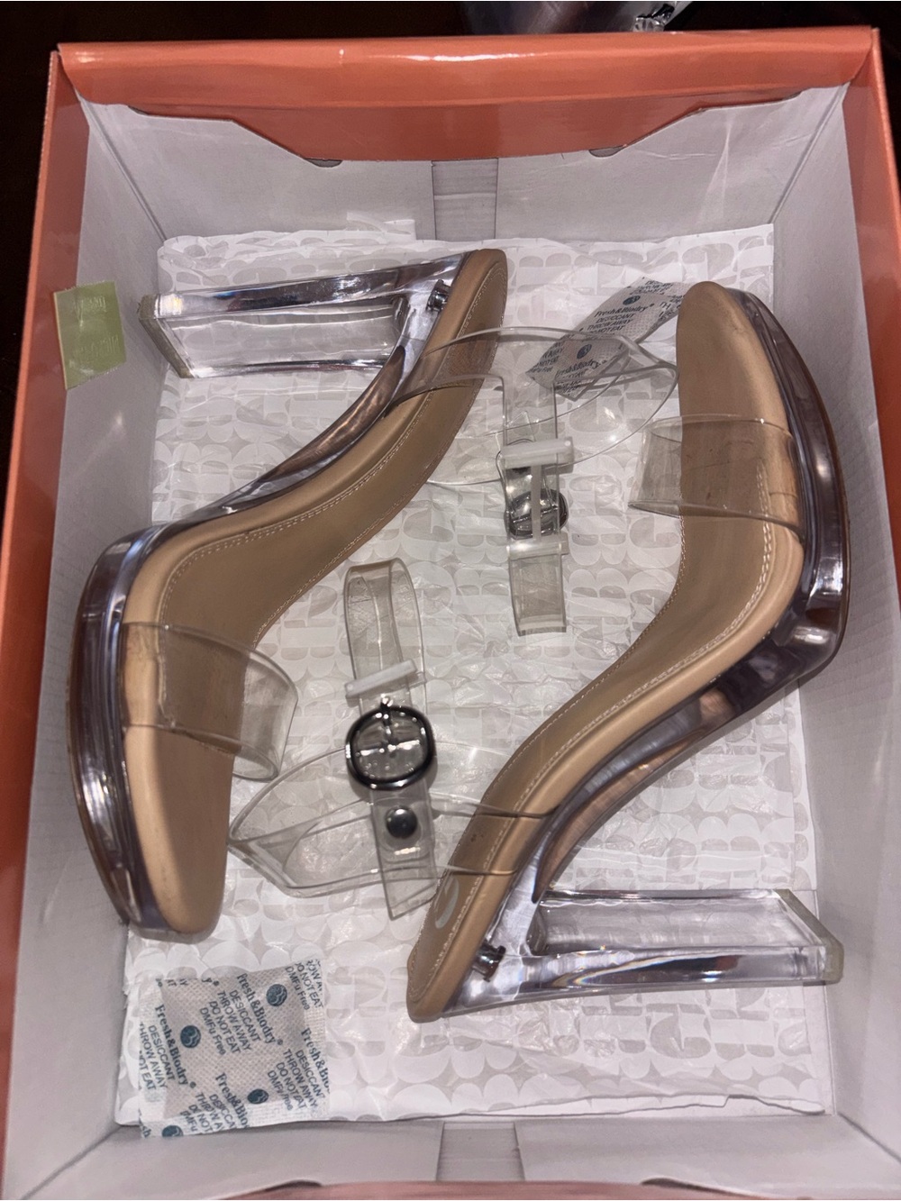 Gianni Bini Clear Strap Block Heel